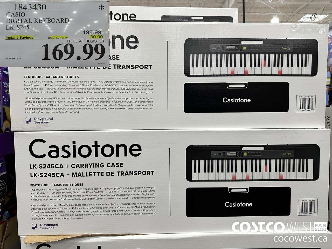 1843430 CASIO DIGITAL KEYBOARD LK-S245 WITH CASE ($30.00 INSTANT SAVINGS EXPIRES ON 2024-12-16) $169.99