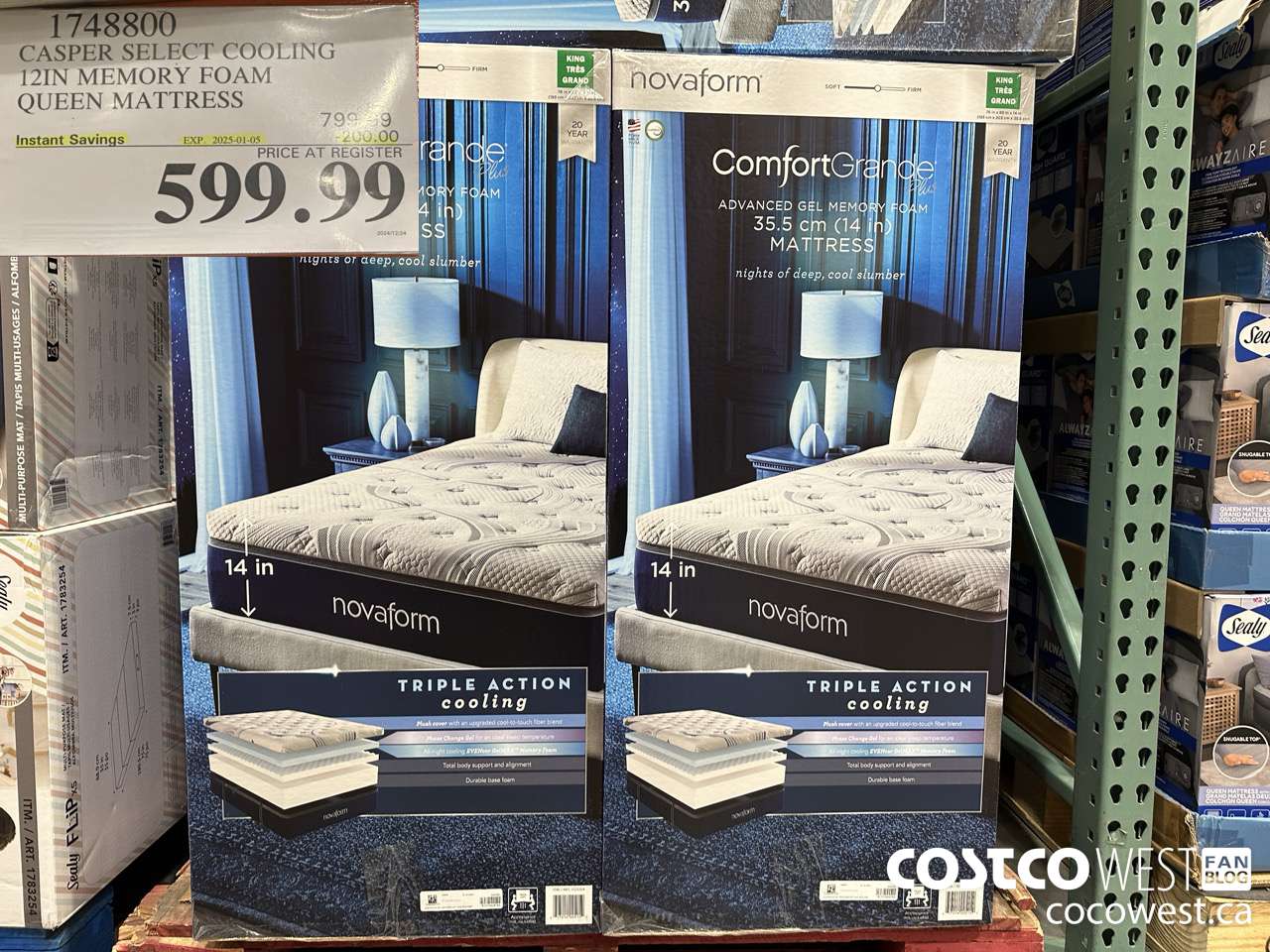 1748800 CASPER SELECT COOLING 12IN MEMORY FOAM QUEEN MATTRESS ($200.00 INSTANT SAVINGS EXPIRES ON 2025-01-05) $599.99