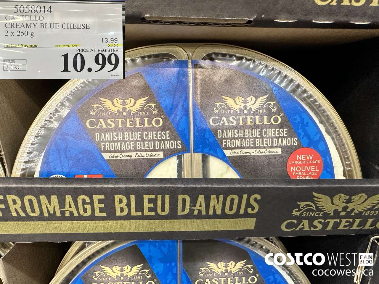 5058014 CASTELLO CREAMY BLUE CHEESE 2 x 250 g ($3.00 INSTANT SAVINGS EXPIRES ON 2024-12-22) $10.99
