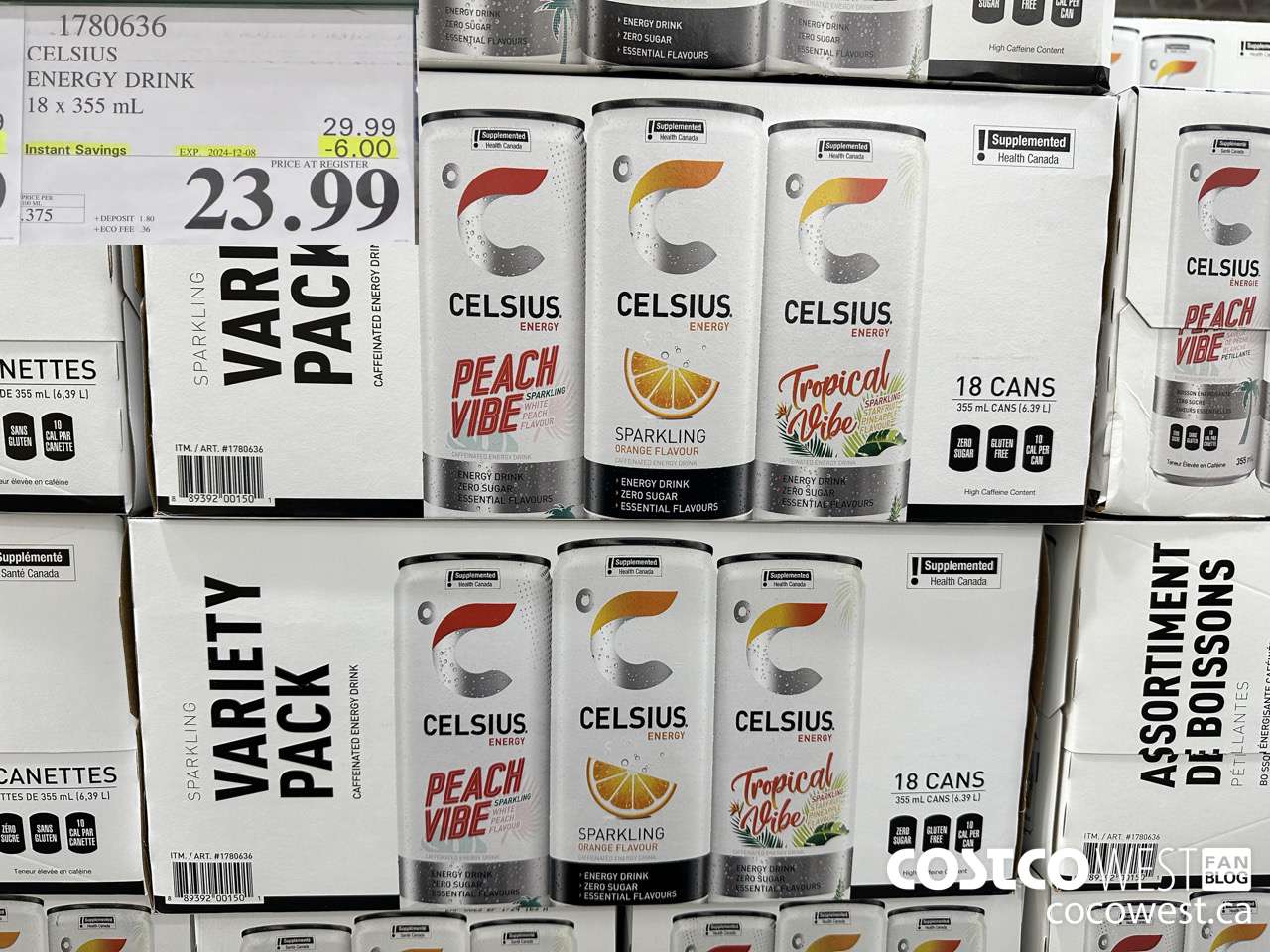 1780636 CELSIUS ENERGY DRINK 18 X 355 ML ($6.00 INSTANT SAVINGS EXPIRES ON 2024-12-08) $23.99