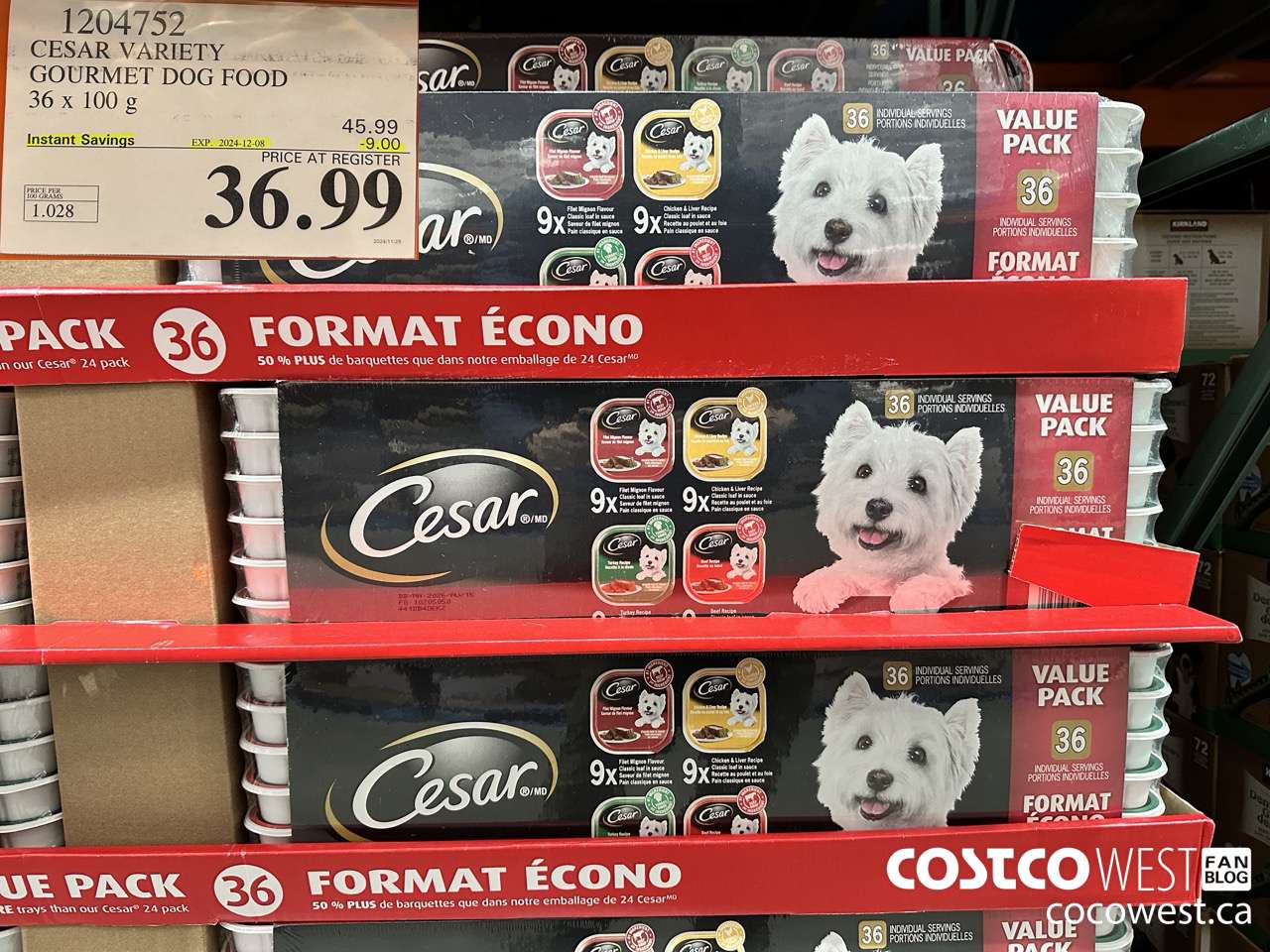 1204752 CESAR VARIETY GOURMET DOG FOOD 36 x 100 g ($9.00 INSTANT SAVINGS EXPIRES ON 2024-12-08) $36.99