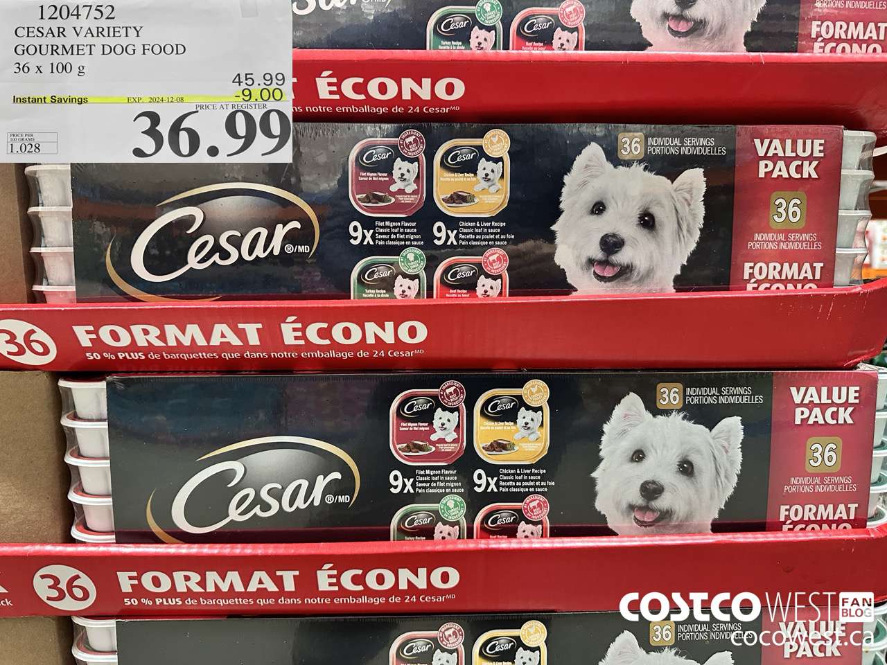 1204752 CESAR VARIETY GOURMET DOG FOOD 36 x 100 g ($9.00 INSTANT SAVINGS EXPIRES ON 2024-12-08) $36.99