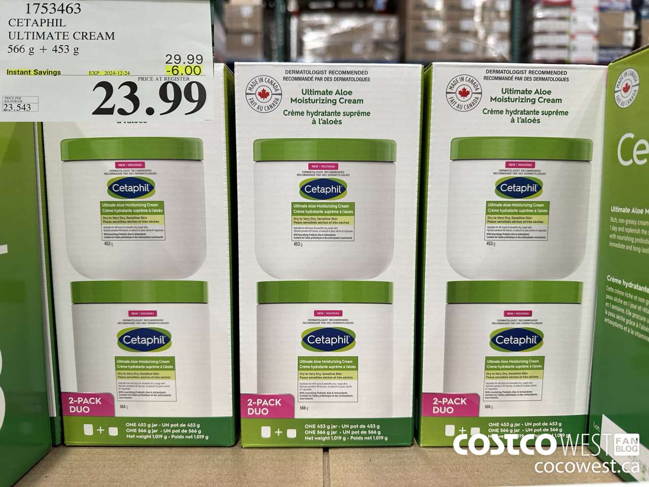 1753463 CETAPHIL ULTIMATE CREAM 566 G + 453 G ($6.00 INSTANT SAVINGS EXPIRES ON 2024-12-24) $23.99