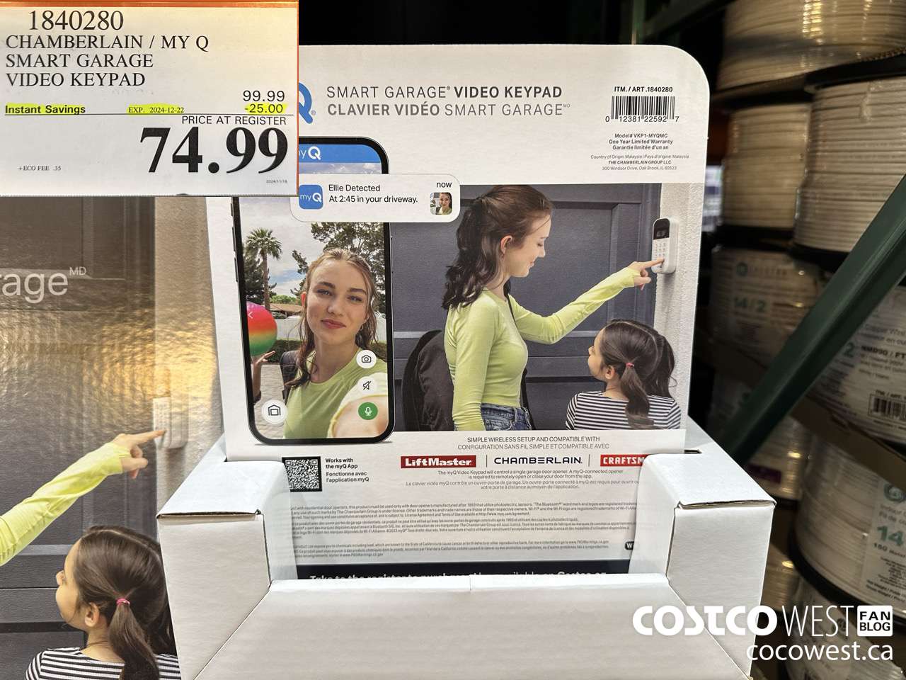 1840280 CHAMBERLAIN / MY Q SMART GARAGE VIDEO KEYPAD ($25.00 INSTANT SAVINGS EXPIRES ON 2024-12-22) $74.99