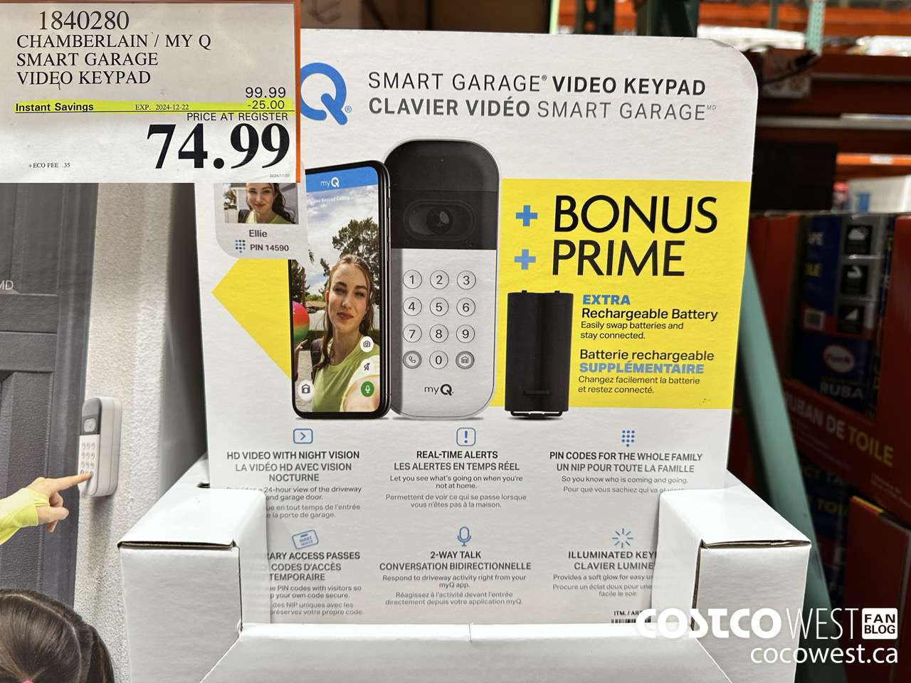 1840280 CHAMBERLAIN / MY Q SMART GARAGE VIDEO KEYPAD ($25.00 INSTANT SAVINGS EXPIRES ON 2024-12-22) $74.99
