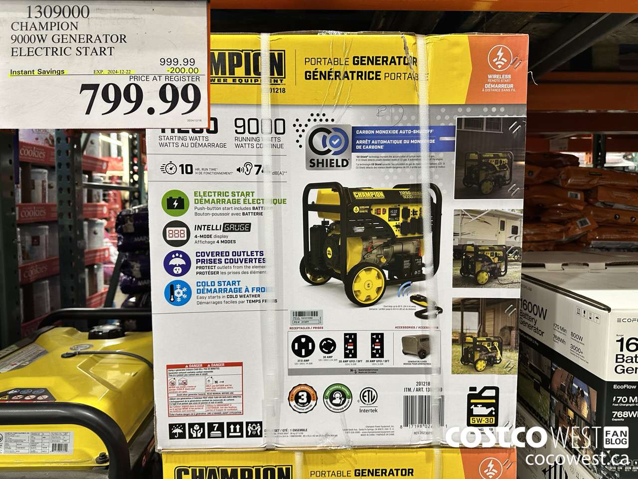 1309000 CHAMPION 9000W GENERATOR ELECTRIC START ($200.00 INSTANT SAVINGS EXPIRES ON 2024-12-22) $799.99