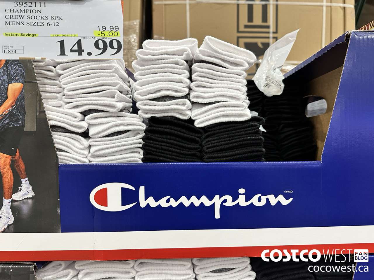 3952111 CHAMPION CREW SOCKS 8PK MENS SIZES 6-12 ($5.00 INSTANT SAVINGS EXPIRES ON 2024-12-24) $14.99