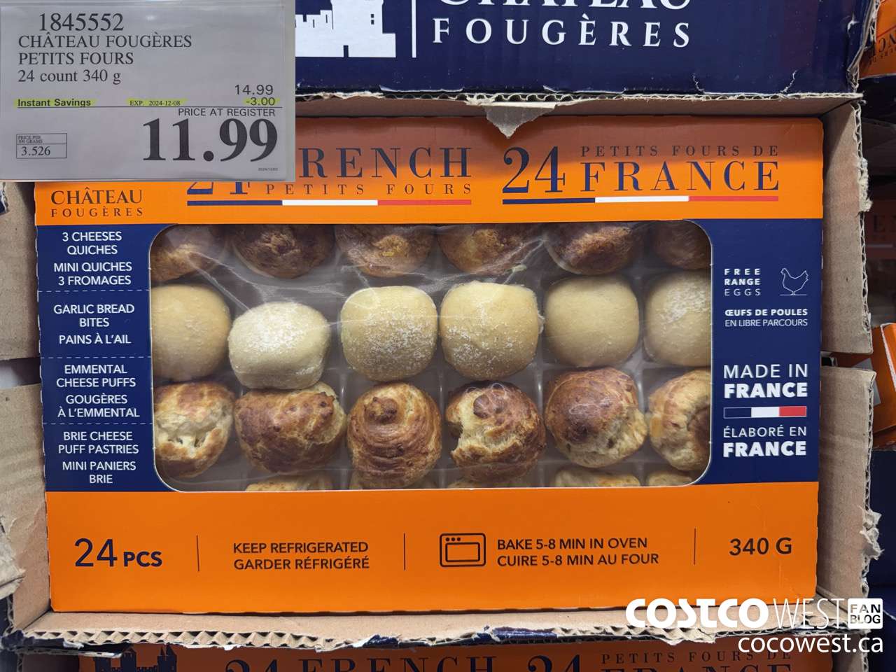 1845552 CHATEAU FOUGERES PETIT FOURS 24 COUNT 340G ($3.00 INSTANT SAVINGS EXPIRES ON 2024-12-08) $11.99