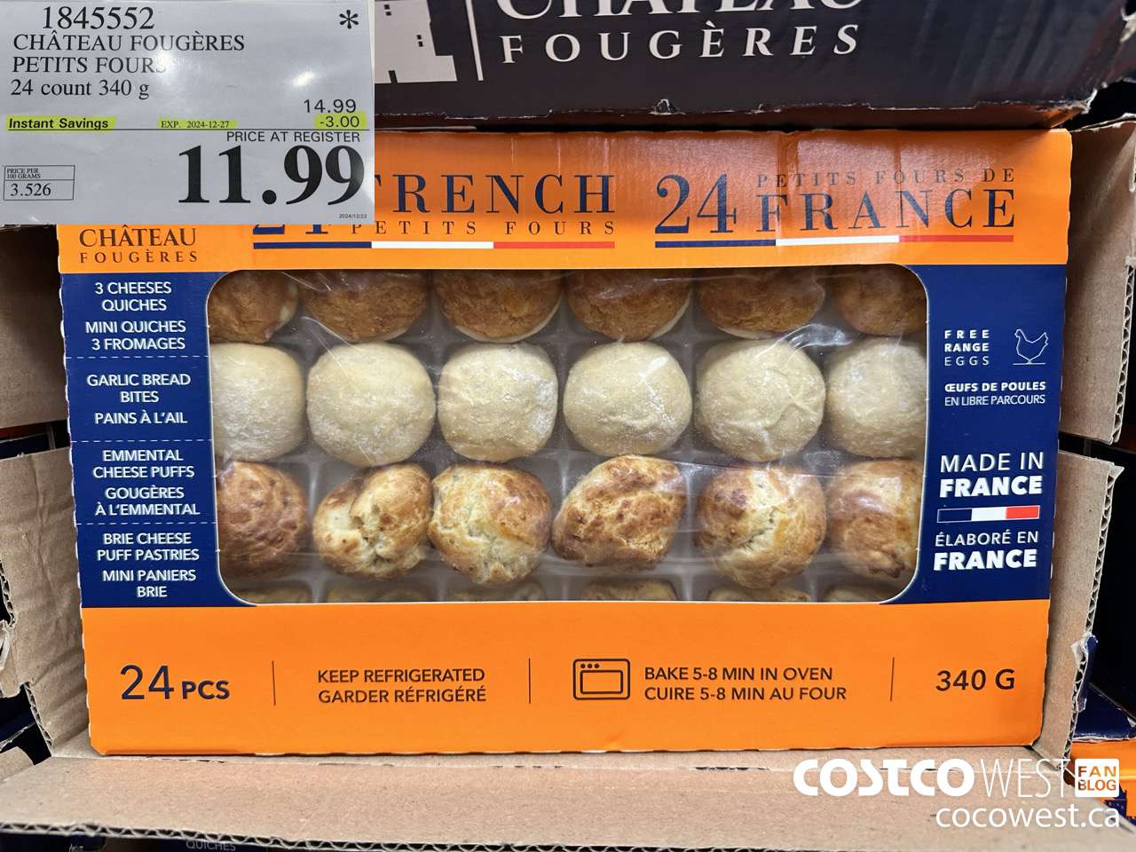 1845552 CHATEAU FOUGERES PETIT FOURS 24 COUNT 340G ($3.00 INSTANT SAVINGS EXPIRES ON 2024-12-27) $11.99