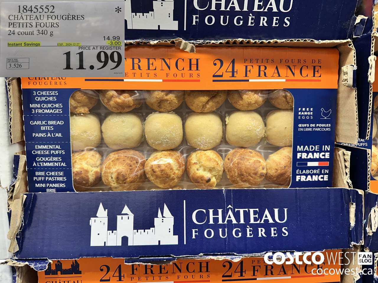 1845552 CHATEAU FOUGERES PETIT FOURS 24 COUNT 340G ($3.00 INSTANT SAVINGS EXPIRES ON 2024-12-27) $11.99