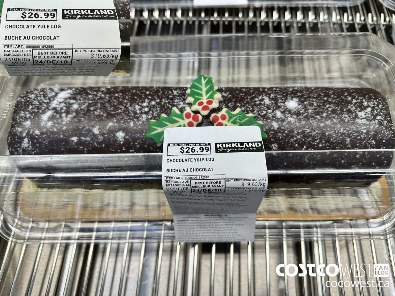 1892580 CHOCOLATE YULE LOG $26.99