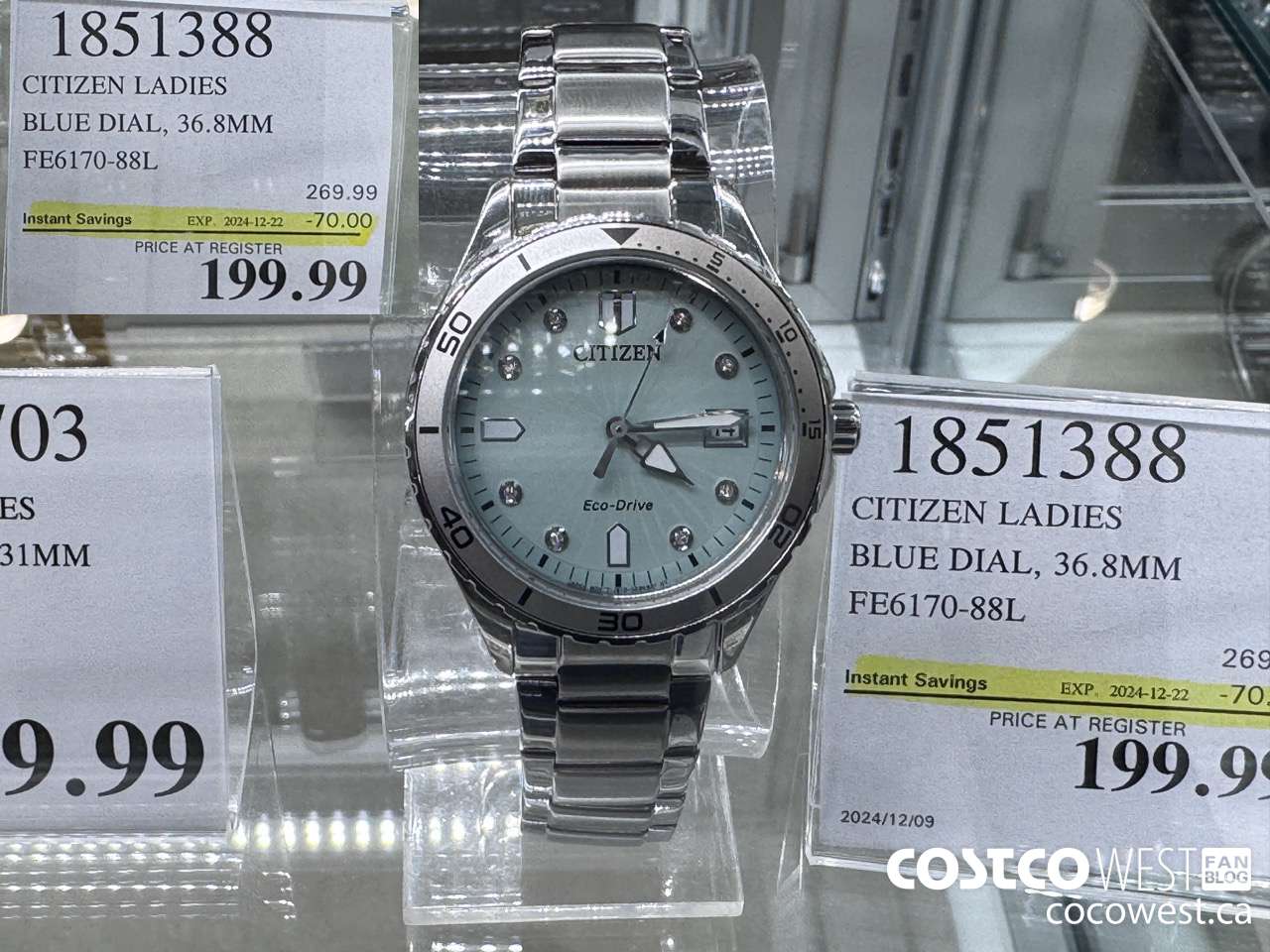 1851388 CITIZEN LADIES BLUE DIAL 36.8MM FE6170-88L ($70.00 INSTANT SAVINGS EXPIRES ON 2024-12-22) $199.99