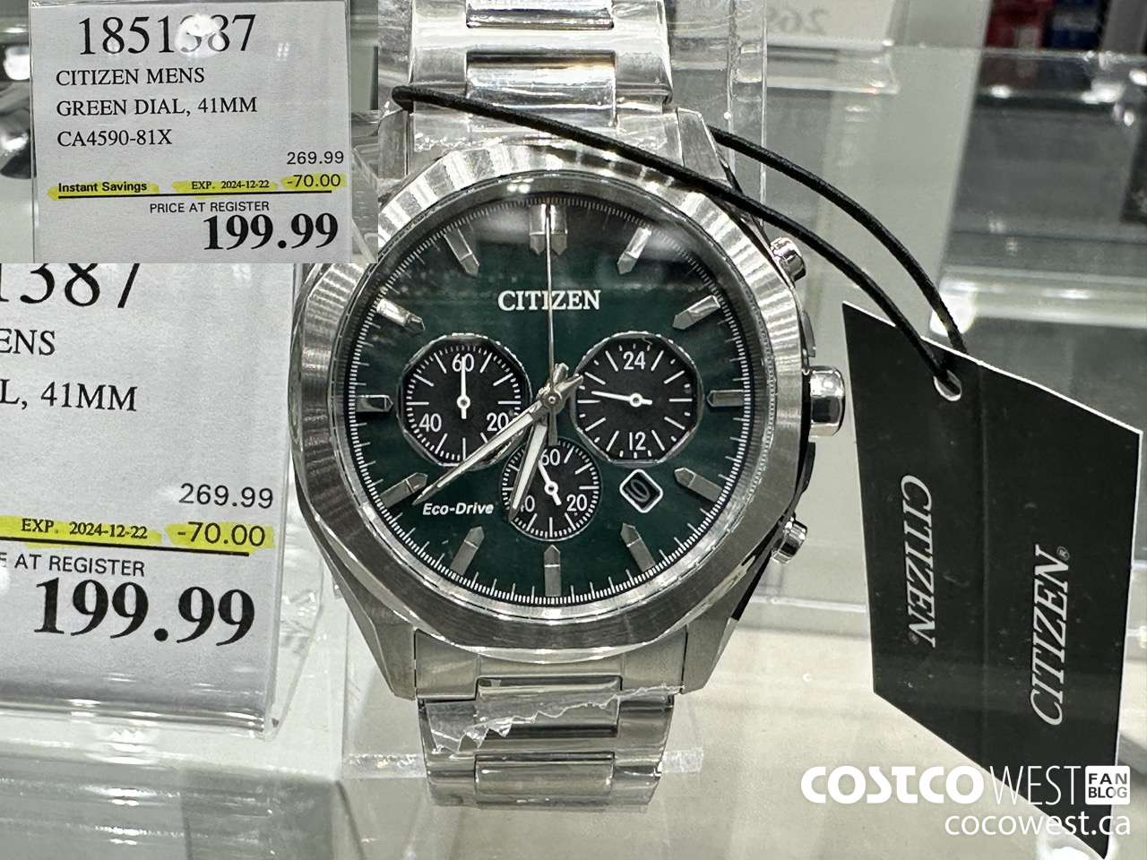 1851387 CITIZEN MENS GREEN DIAL 41MM CA4590-81X ($70.00 INSTANT SAVINGS EXPIRES ON 2024-12-22) $199.99