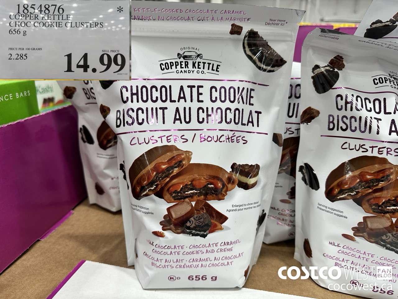 1854876 COPPER KETTLE CHOC COOKIE CLUSTERS 656 g $14.99