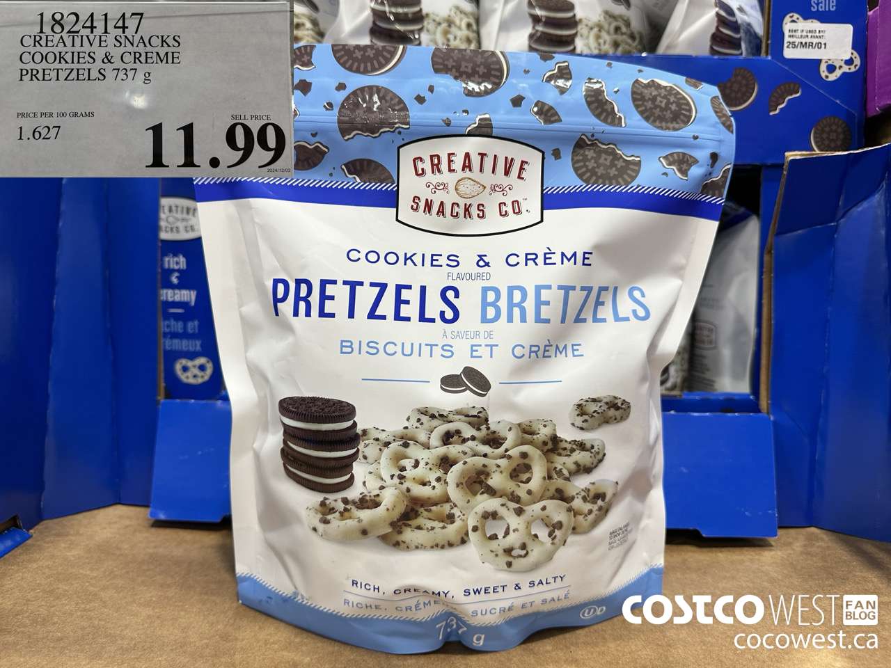 1824147 CREATIVE SNACKS COOKIES & CREME PRETZELS 737G $11.99