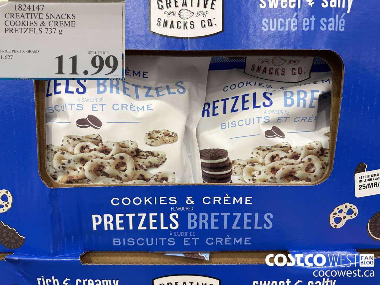 1824147 CREATIVE SNACKS COOKIES & CREME PRETZELS 737G $11.99