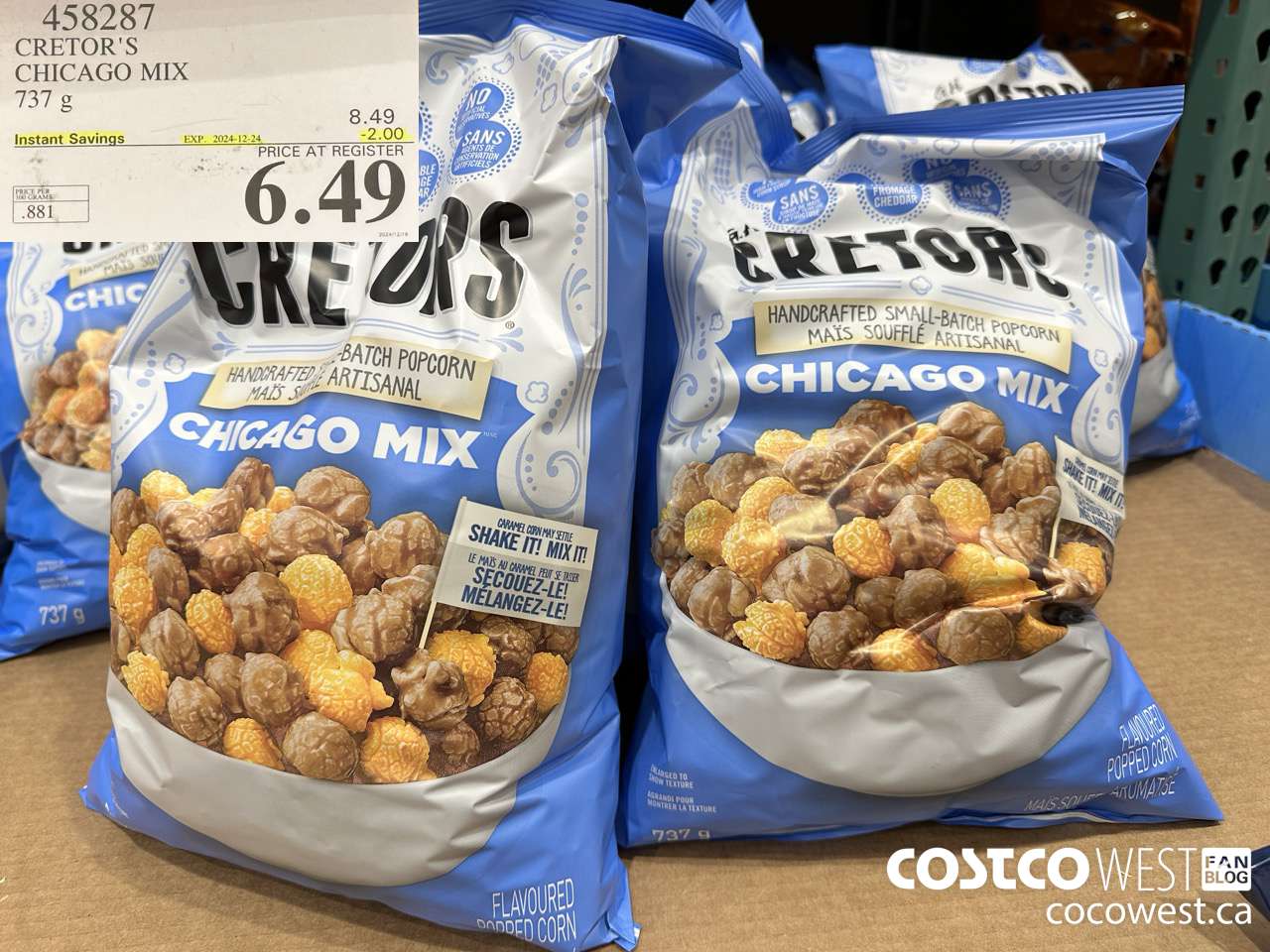 458287 CRETOR'S CHICAGO MIX 737 G ($2.00 INSTANT SAVINGS EXPIRES ON 2024-12-24) $6.49