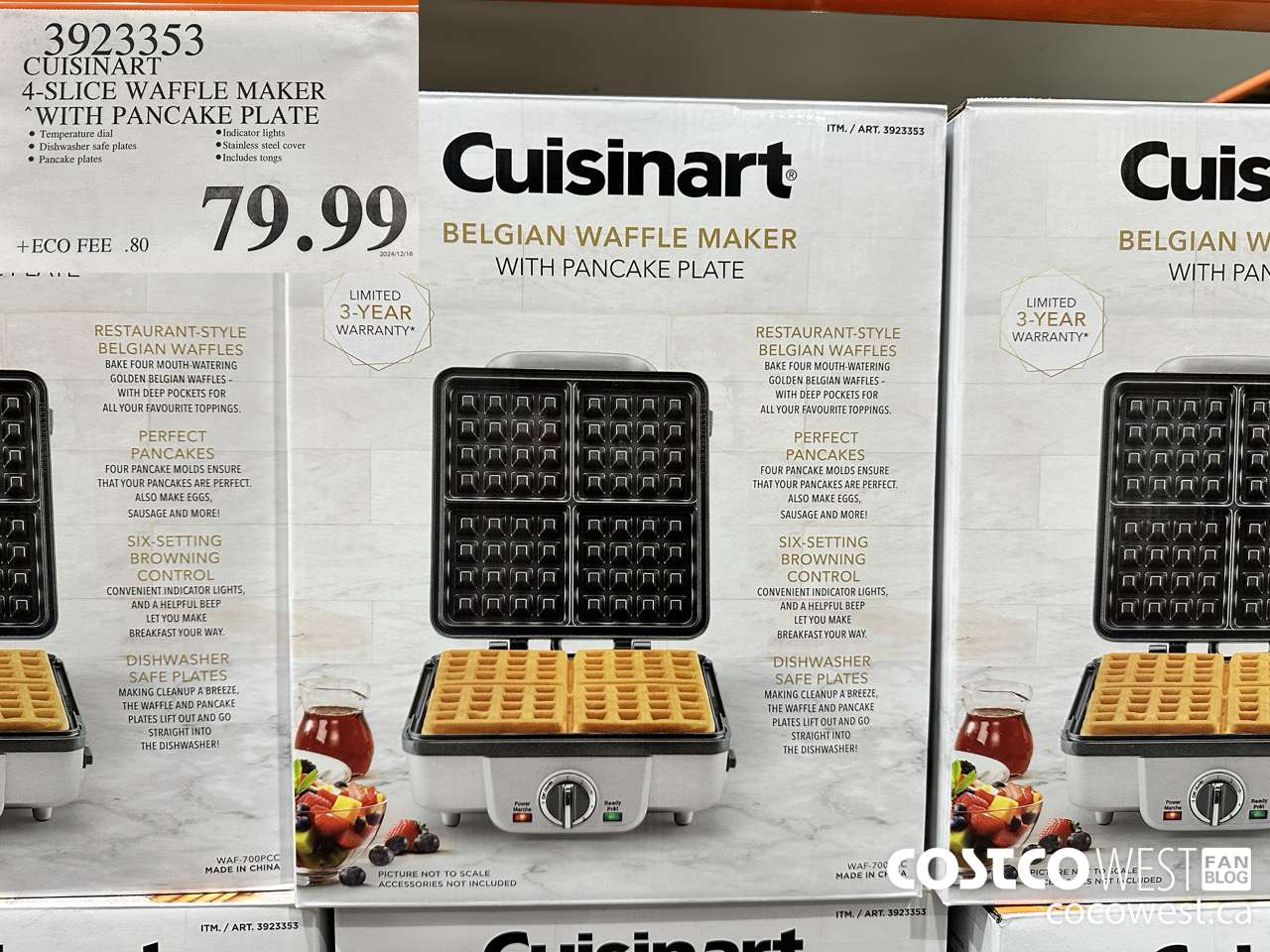 3923353 CUISINART 4-SLICE WAFFLE MAKER WITH PANCAKE PLATE $79.99