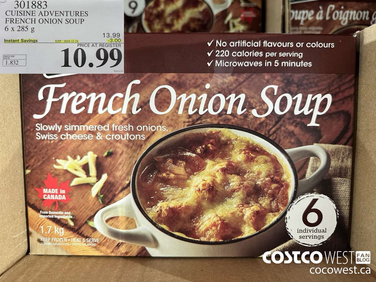 301883 CUISINE ADVENTURES FRENCH ONION SOUP 6 X 285 G ($3.00 INSTANT SAVINGS EXPIRES ON 2024-12-24) $10.99