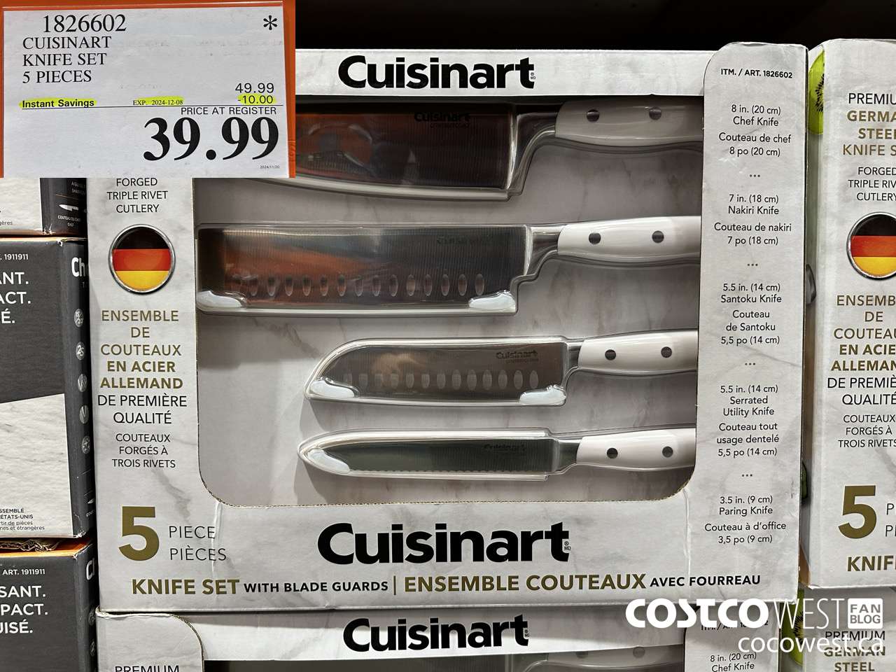 1826602 CUSINART KNIFE SET 5 PIECES ($10.00 INSTANT SAVINGS EXPIRES ON 2024-12-08) $39.99
