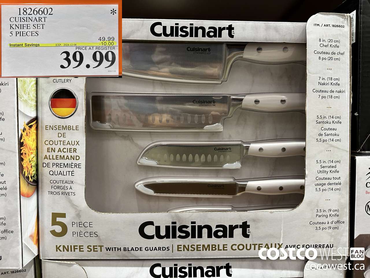 1826602 CUSINART KNIFE SET 5 PIECES ($10.00 INSTANT SAVINGS EXPIRES ON 2024-12-08) $39.99
