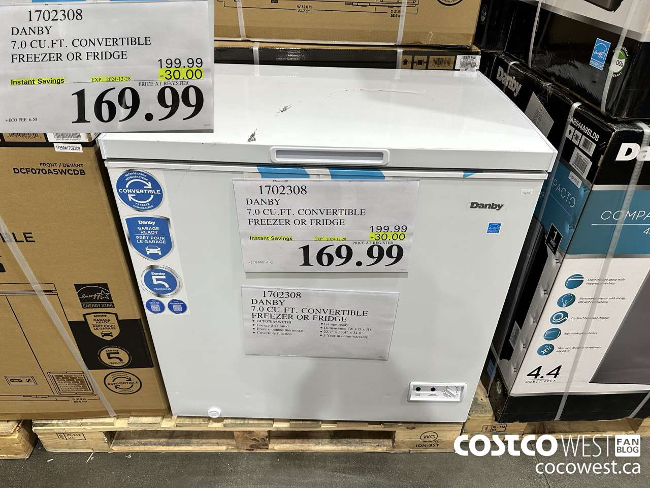 1702308 DANBY 7.0 CU. FT. CONVERTIBLE FREEZER OR FRIDGE ($30.00 INSTANT SAVINGS EXPIRES ON 2024-12-28) $169.99