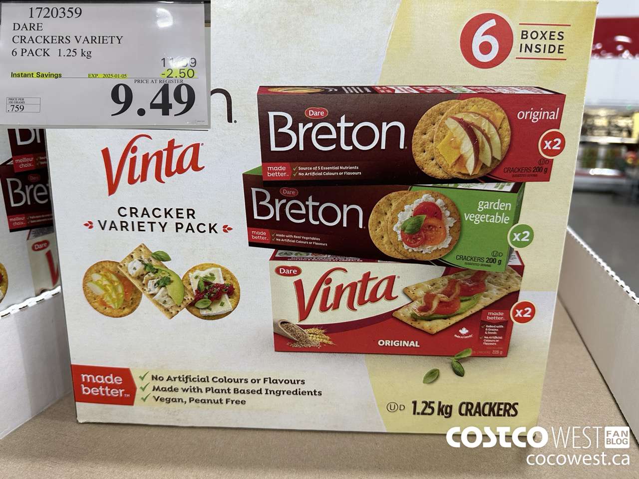 1720359 DARE CRACKERS VARIETY 6 PACK 1.25 KG ($2.50 INSTANT SAVINGS EXPIRES ON 2025-01-05) $9.49