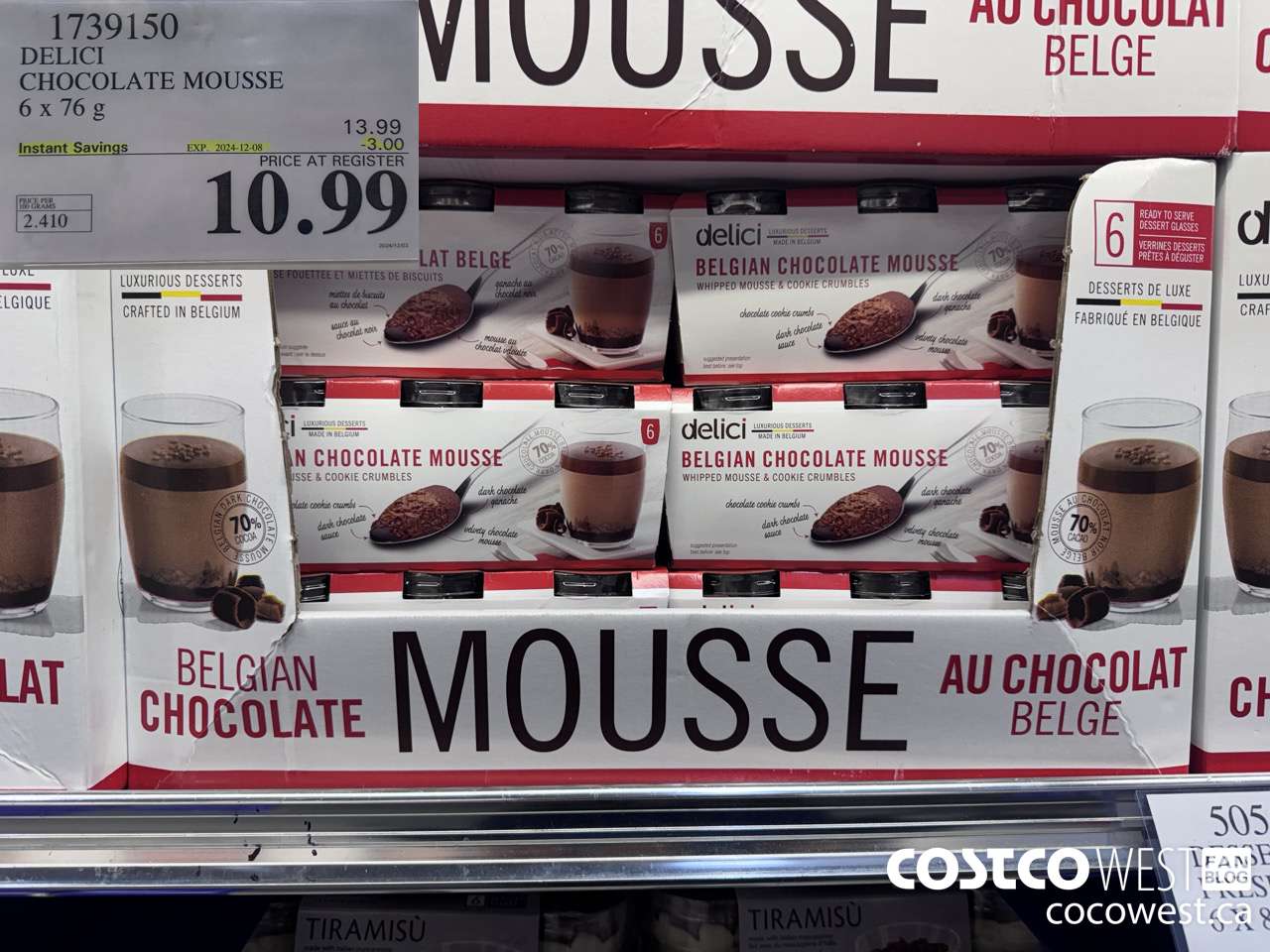 1739150 DELICI CHOCOLATE MOUSSE 6 X 76 G ($3.00 INSTANT SAVINGS EXPIRES ON 2024-12-08) $10.99