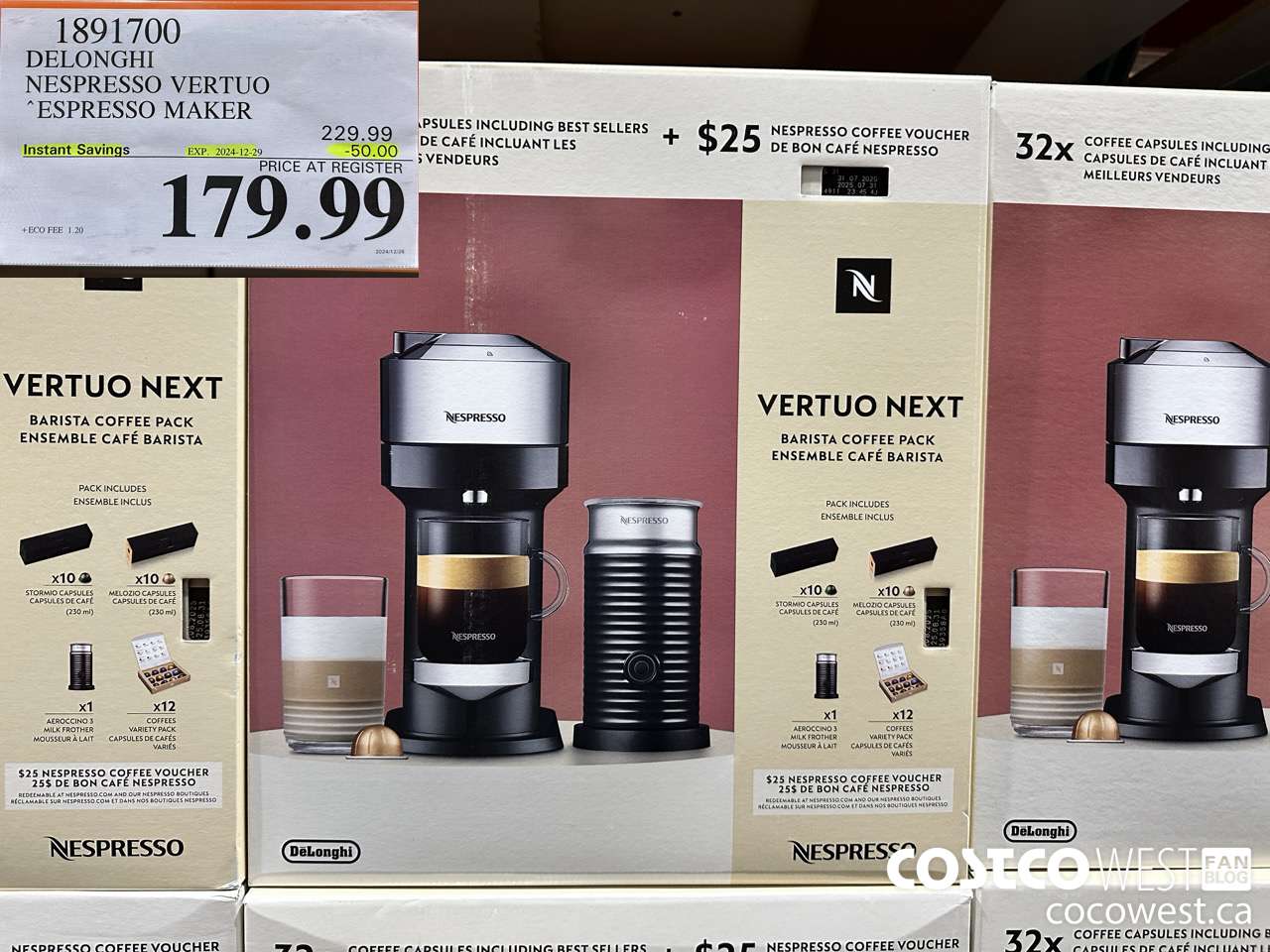 1891700 DELONGHI NESPRESSO VERTUO ESPRESSO MAKER ($50.00 INSTANT SAVINGS EXPIRES ON 2024-12-29) $179.99