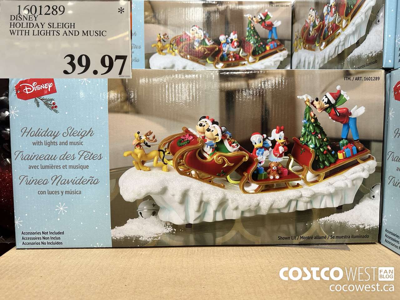 1601289 DISNEY HOLIDAY SLEIGH WITH LIGHTS AND MUSIC $39.97