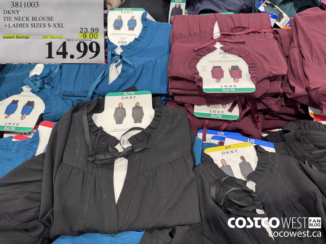 3811003 DKNY TIE NECK BLOUSE LADIES SIZES S-XXL ($9.00 INSTANT SAVINGS EXPIRES ON 2024-12-22) $14.99