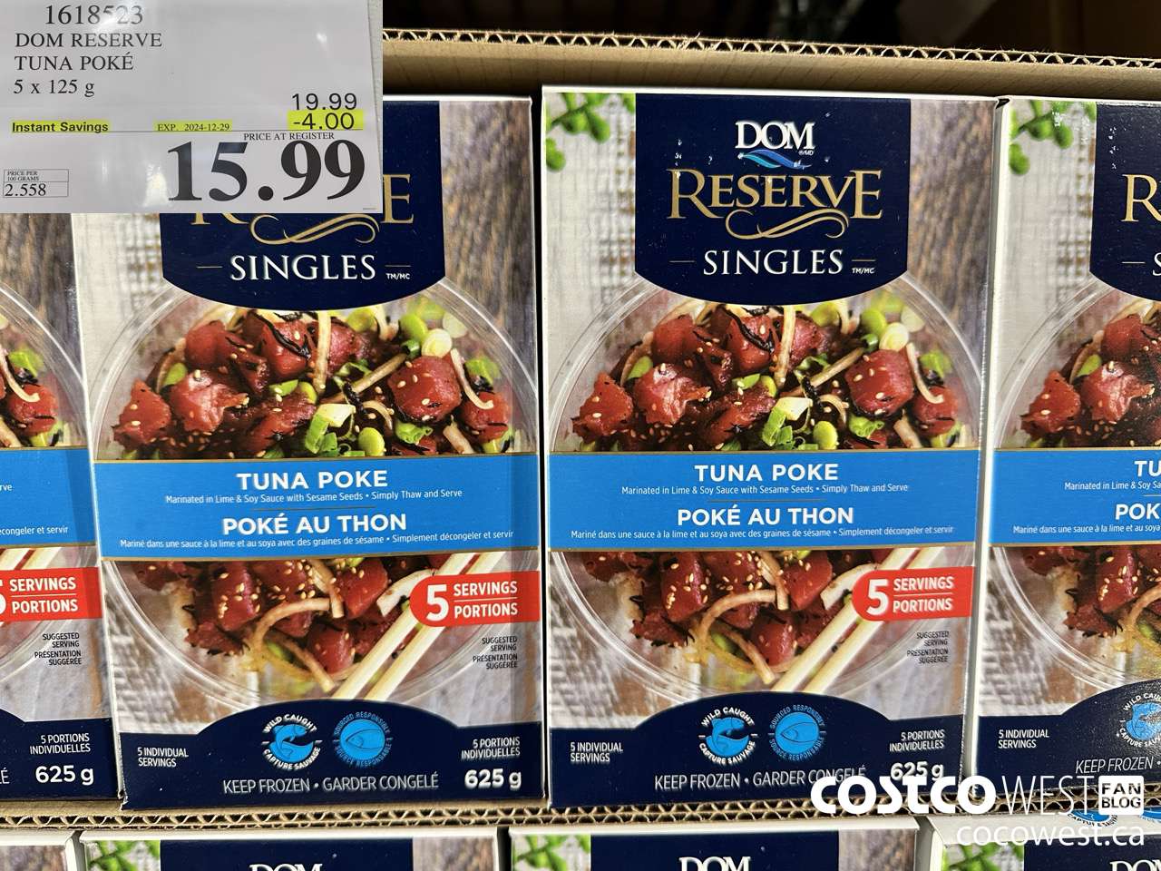 1618523 DOM RESERVE TUNA POKE 5 X 125 G ($4.00 INSTANT SAVINGS EXPIRES ON 2024-12-29) $15.99