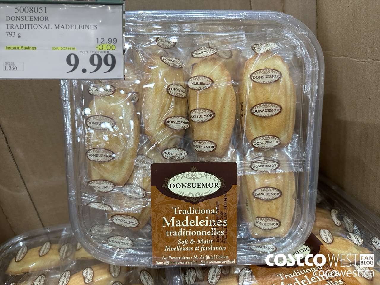 5008051 DONSUEMOR TRADITIONAL MADELEINES 794 g ($3.00 INSTANT SAVINGS EXPIRES ON 2025-01-05) $9.99