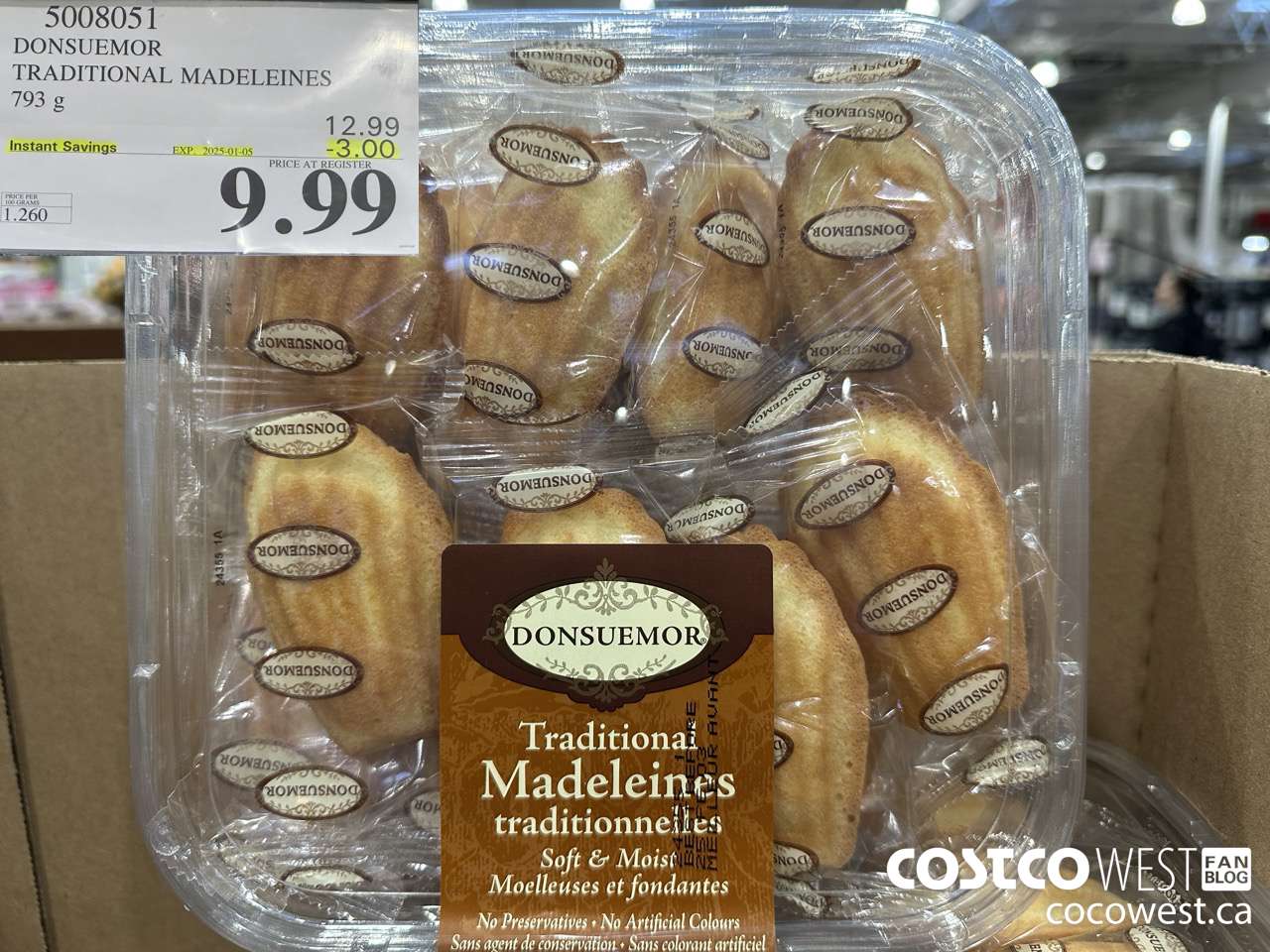 5008051 DONSUEMOR TRADITIONAL MADELEINES 794 g ($3.00 INSTANT SAVINGS EXPIRES ON 2025-01-05) $9.99