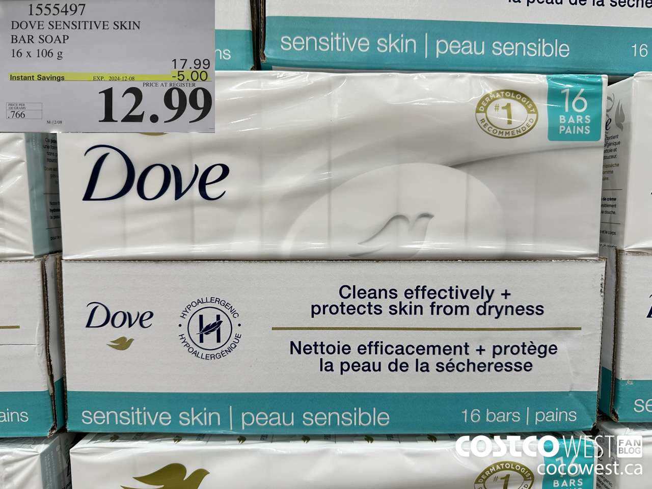1555497 DOVE BAR SOAP SENSITIVE SKIN 16 x 106 g ($5.00 INSTANT SAVINGS EXPIRES ON 2024-12-08) $12.99