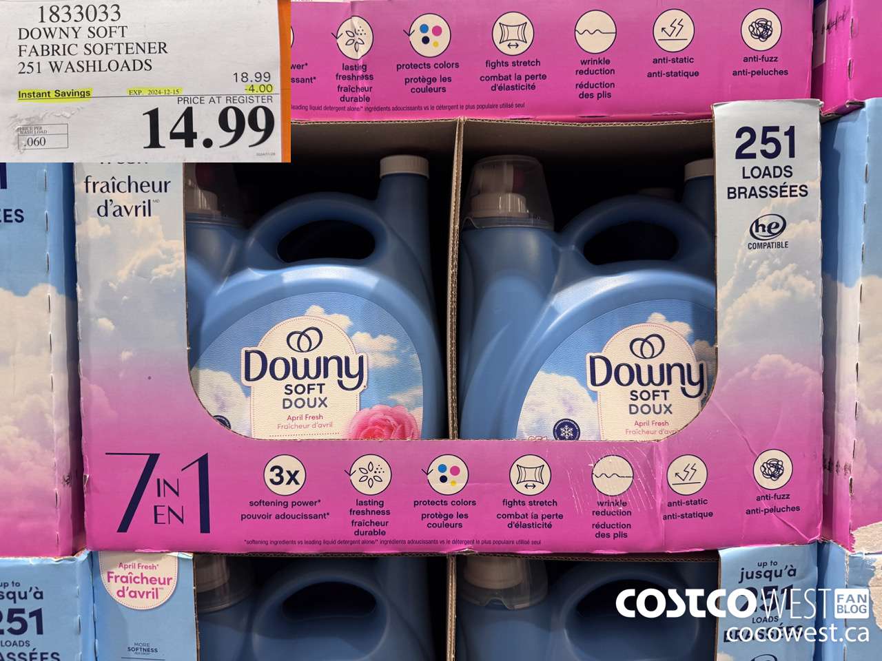 1833033 DOWNY SOFT FABRIC SOFTENER 251 WASHLOADS ($4.00 INSTANT SAVINGS EXPIRES ON 2024-12-15) $14.99
