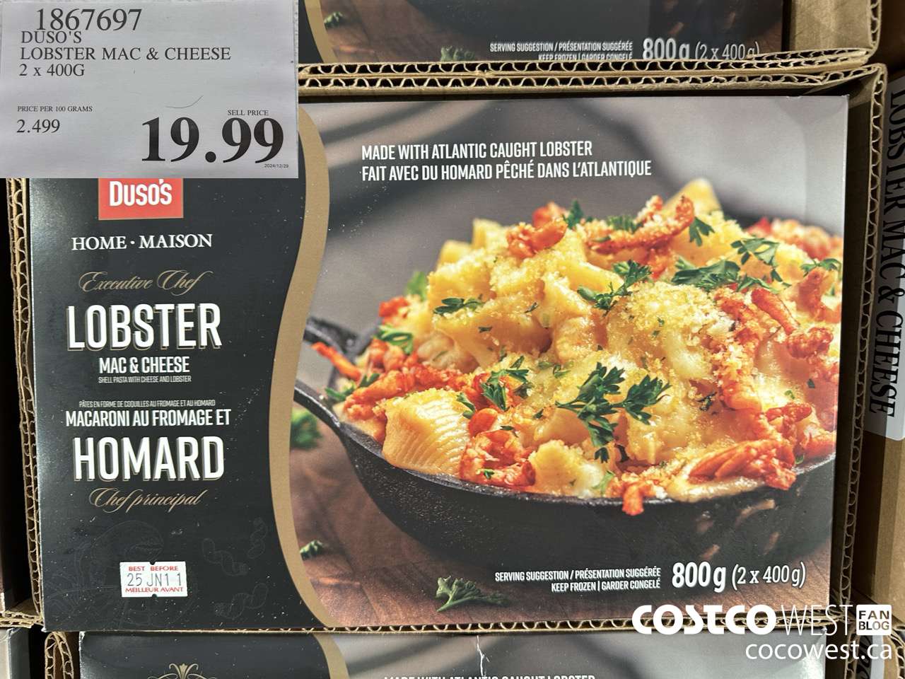 1867697 DUSO'S LOBSTER MAC & CHEESE 2 X 400G $19.99