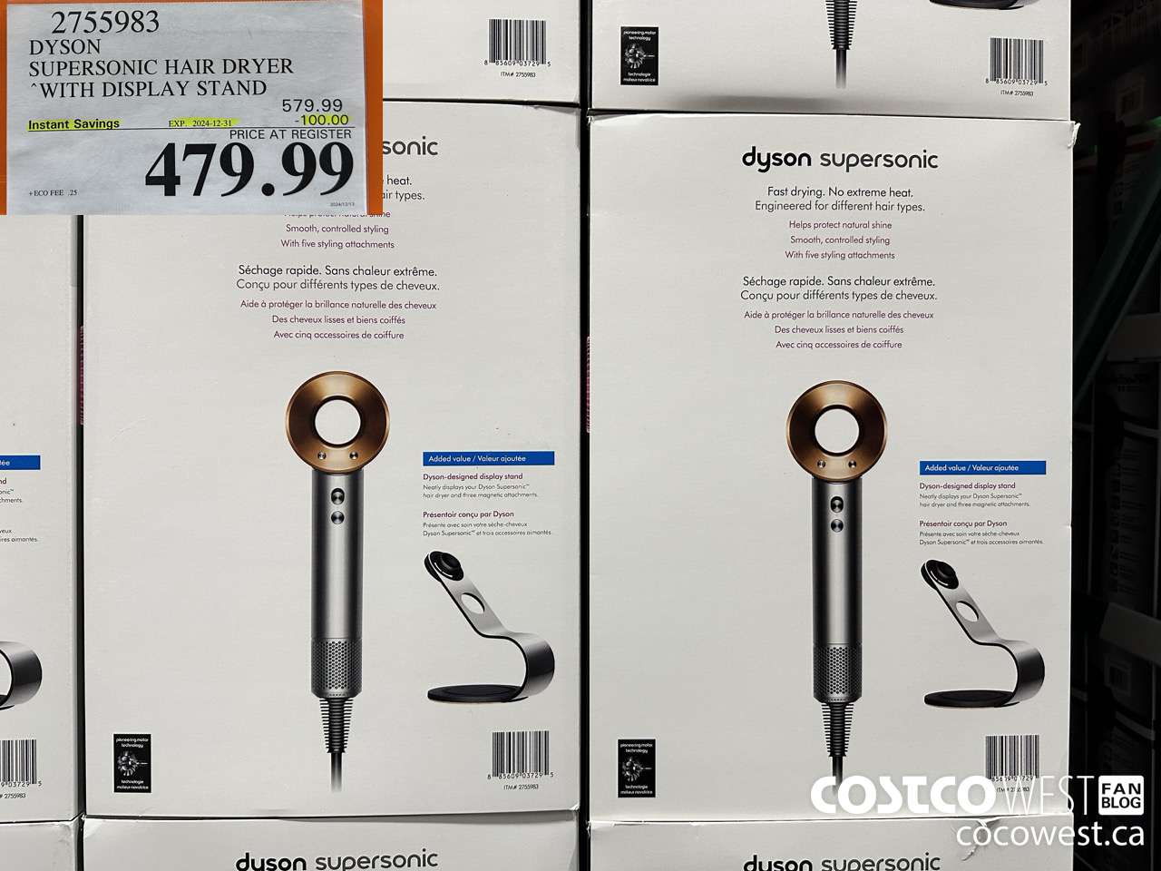 2755983 DYSON SUPERSONIC HAIR DRYER WITH DISPLAY STAND ($100.00 INSTANT SAVINGS EXPIRES ON 2024-12-31) $479.99