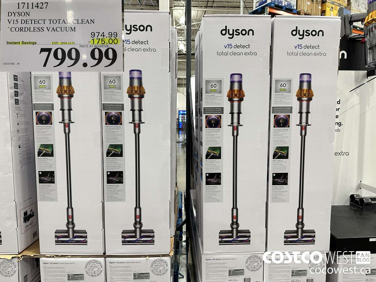 1711427 DYSON V15 DETECT TOTAL CLEAN EXTRA STICK VACUUM ($175.00 INSTANT SAVINGS EXPIRES ON 2024-12-31) $799.99