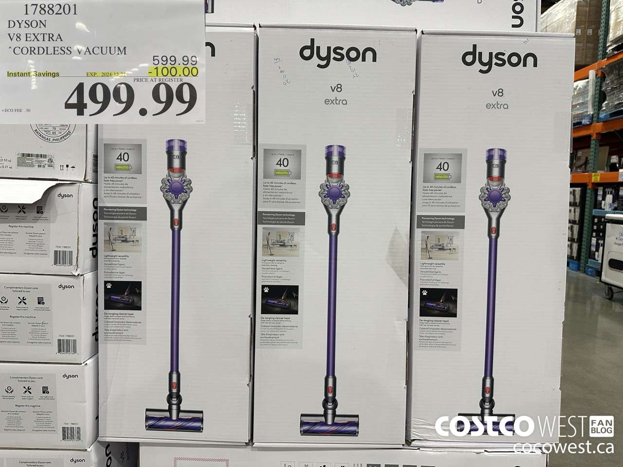1788201 DYSON V8 EXTRA CORDLESS VACUUM ($100.00 INSTANT SAVINGS EXPIRES ON 2024-12-31) $499.99