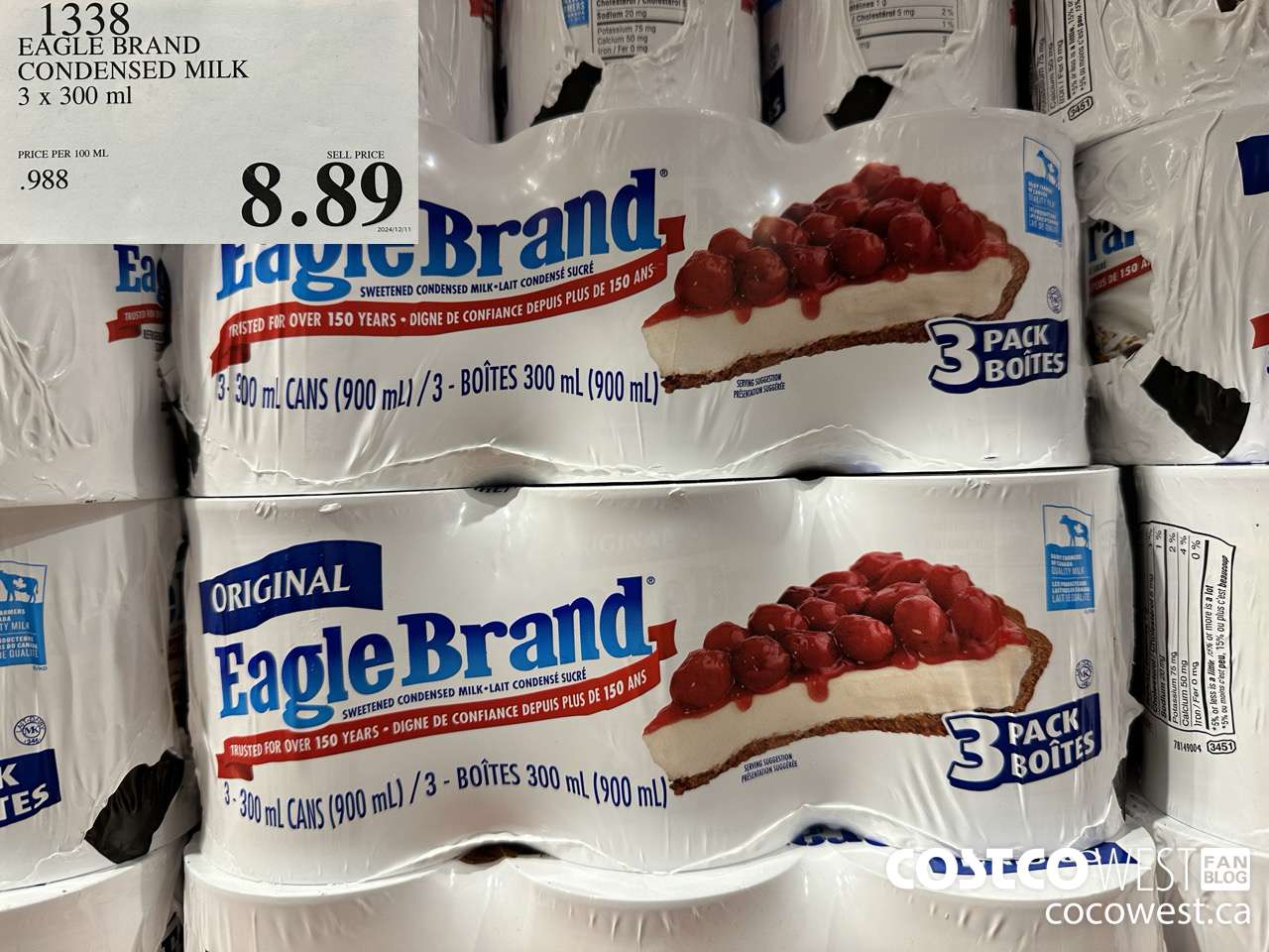 1338 EAGLE BRAND CONDENSED MILK 3 X 300 ML $8.89