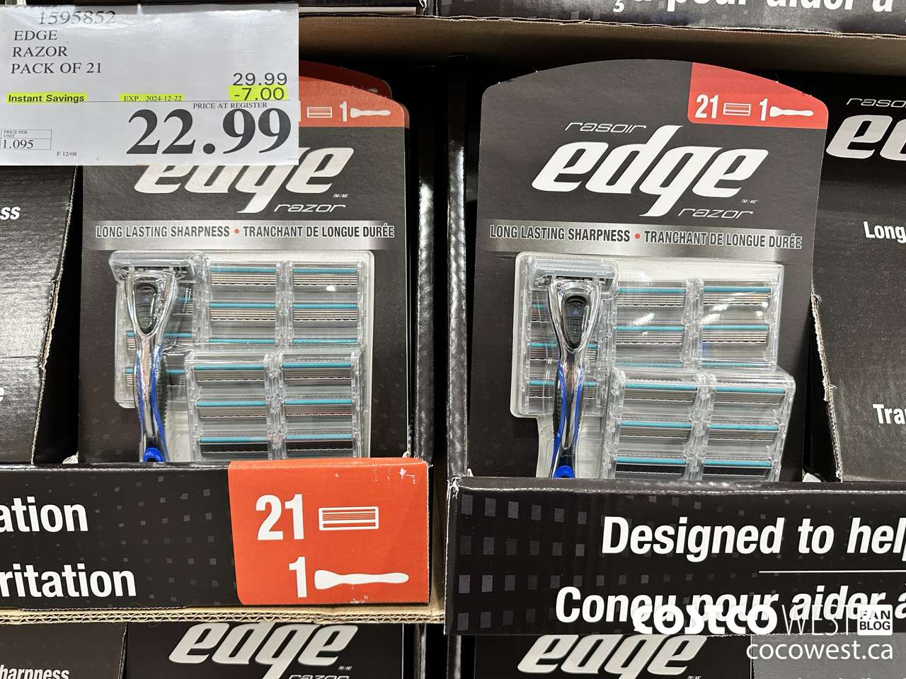 1595852 EDGE RAZOR PACK OF 21 ($7.00 INSTANT SAVINGS EXPIRES ON 2024-12-22) $22.99