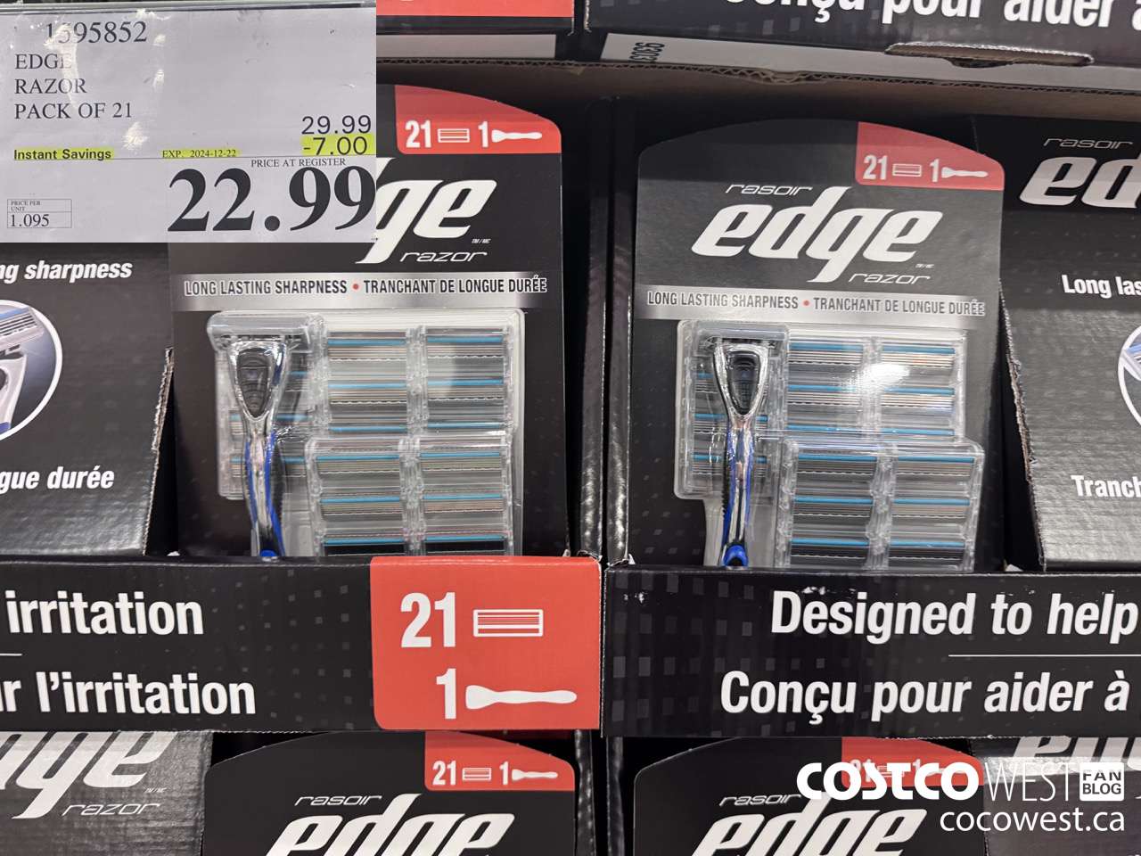 1595852 EDGE RAZOR PACK OF 21 ($7.00 INSTANT SAVINGS EXPIRES ON 2024-12-22) $22.99