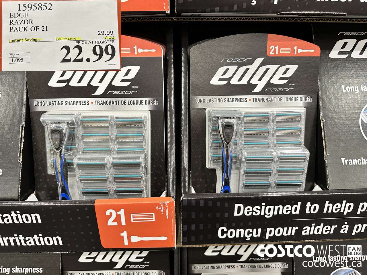 1595852 EDGE RAZOR PACK OF 21 ($7.00 INSTANT SAVINGS EXPIRES ON 2024-12-22) $22.99