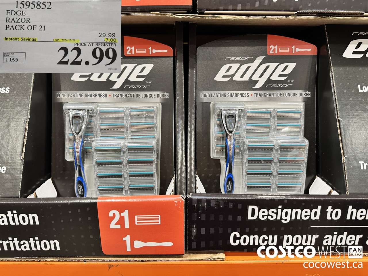 1595852 EDGE RAZOR PACK OF 21 ($7.00 INSTANT SAVINGS EXPIRES ON 2024-12-29) $22.99