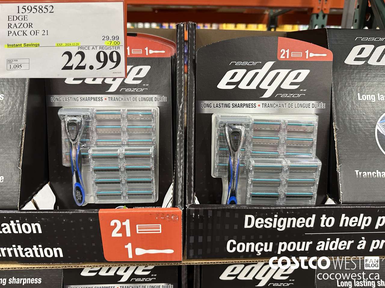 1595852 EDGE RAZOR PACK OF 21 ($7.00 INSTANT SAVINGS EXPIRES ON 2024-12-29) $22.99