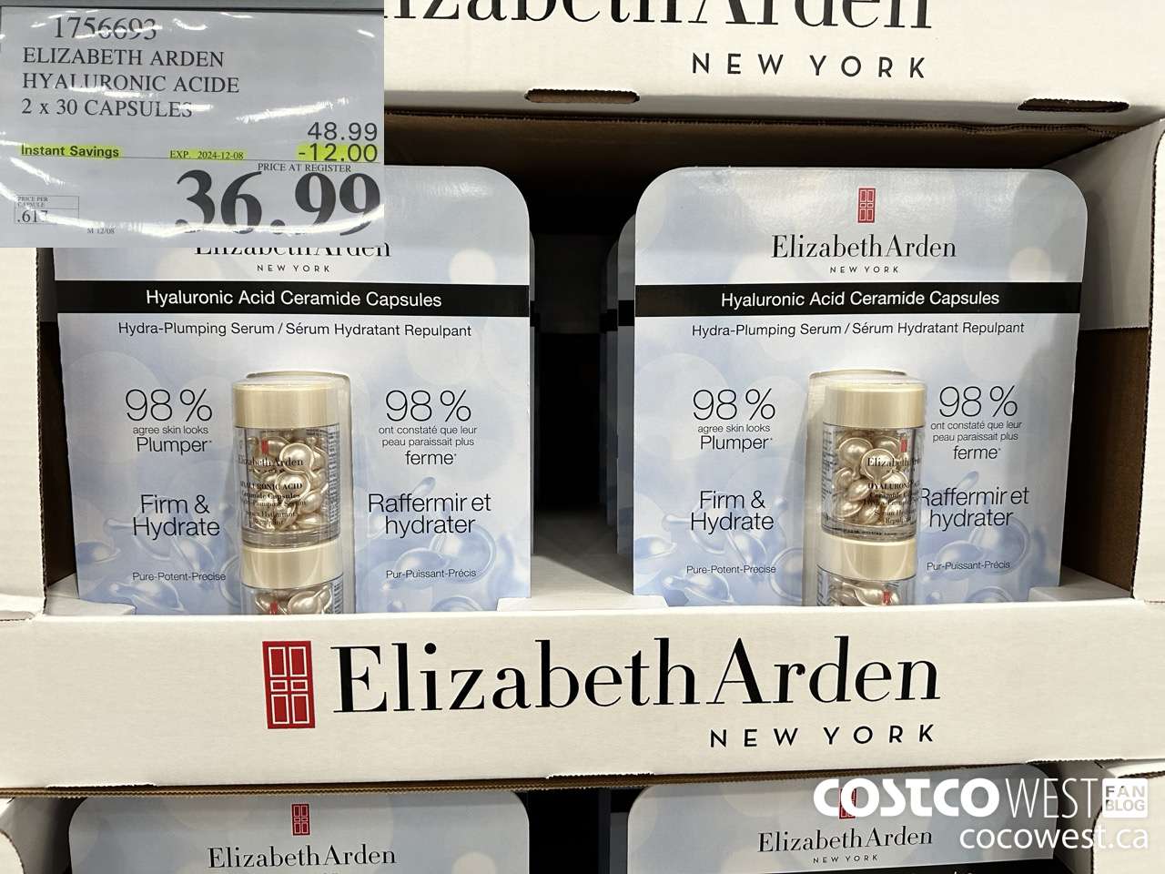 1756693 ELIZABETH ARDEN HYALURONIC ACIDE 2 X 30 CAPSULES ($12.00 INSTANT SAVINGS EXPIRES ON 2024-12-08) $36.99