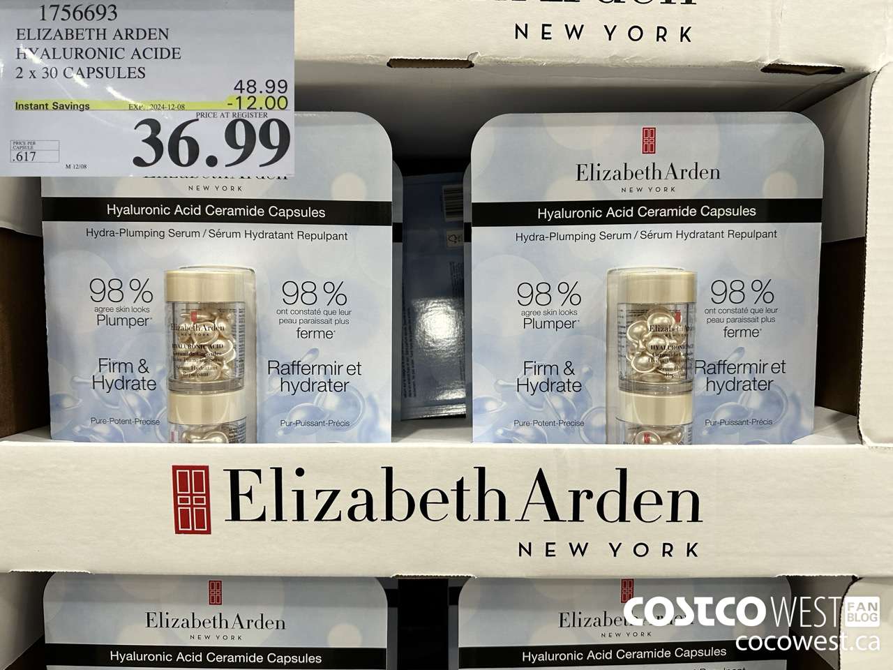 1756693 ELIZABETH ARDEN HYALURONIC ACIDE 2 X 30 CAPSULES ($12.00 INSTANT SAVINGS EXPIRES ON 2024-12-08) $36.99