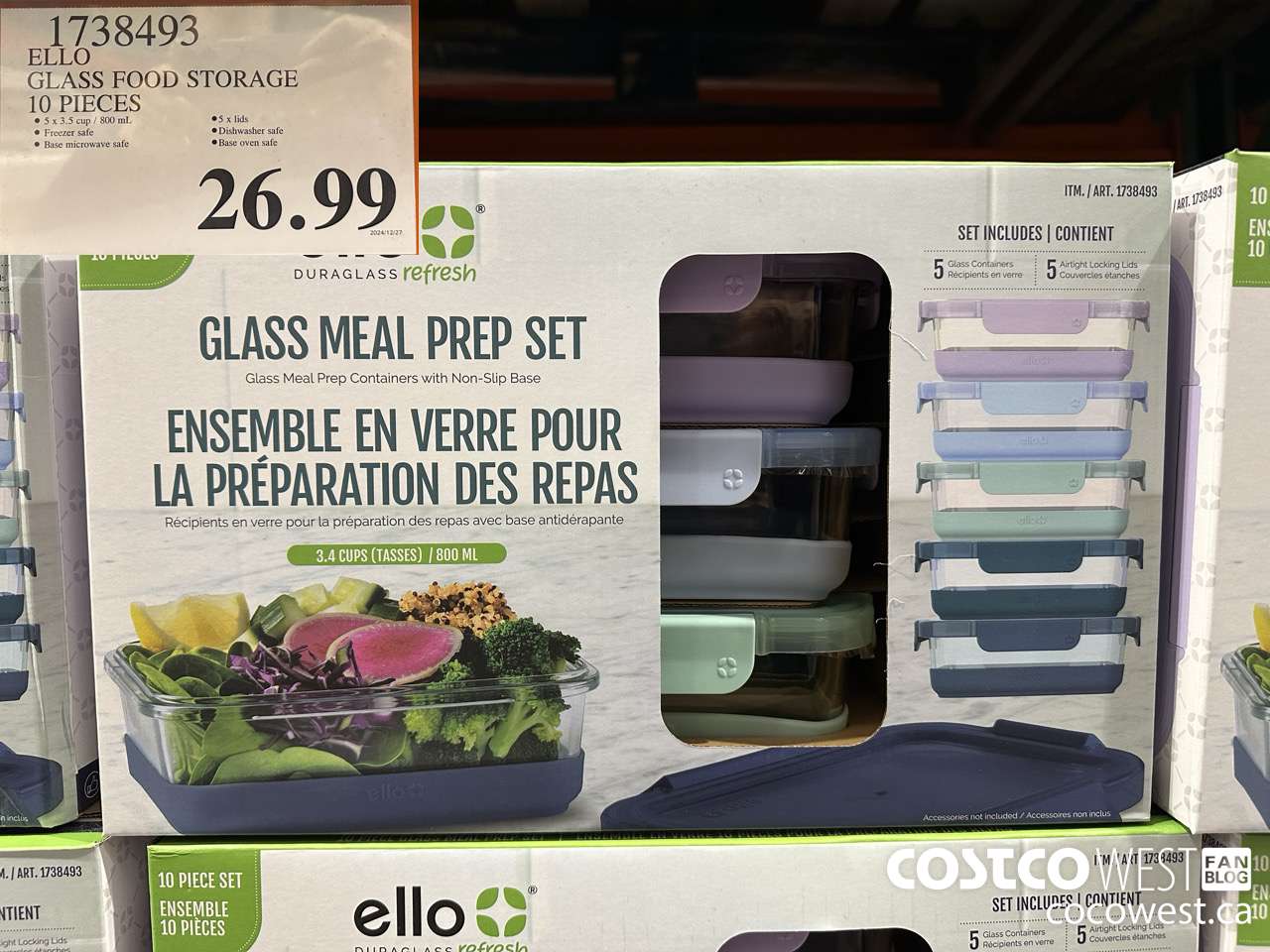 1738493 ELLO GLASS FOOD STORAGE 10 PIECES $26.99