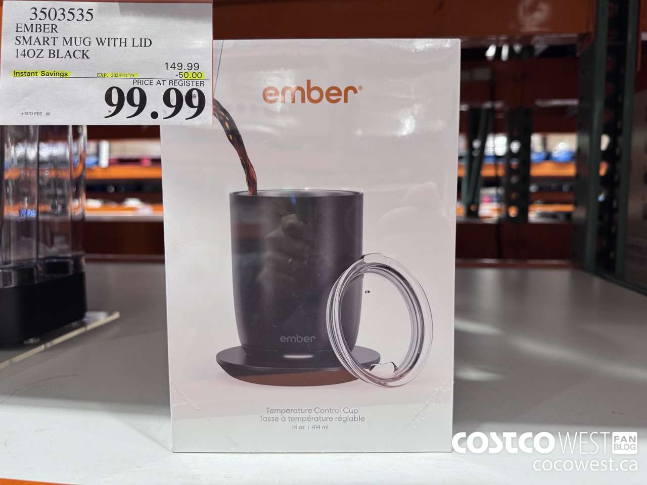3503535 EMBER SMART MUG WITH LID 14OZ BLACK ($50.00 INSTANT SAVINGS EXPIRES ON 2024-12-25) $99.99